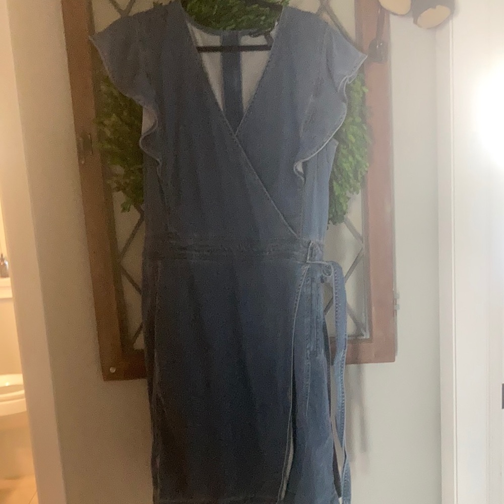 White House Black Market Denim Blue Wrap Dress